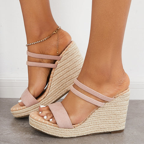 Espadrille Wedge Platform Sandals Open Toe Strappy Summer Slides