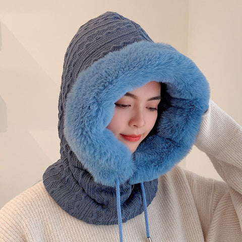 Women Winter Knitted Plush Solid Warm Hats