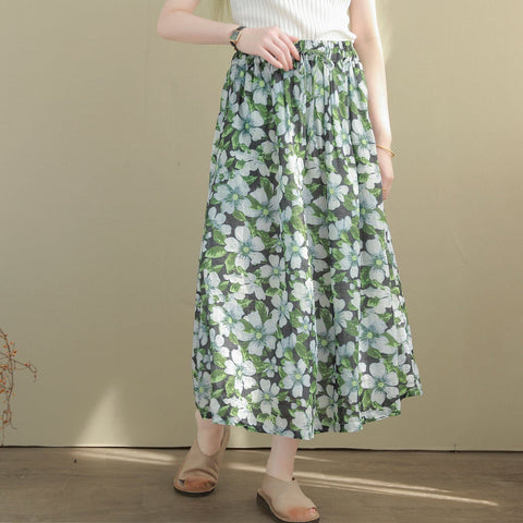 Women Summer Thin Loose Casual Floral Skirt