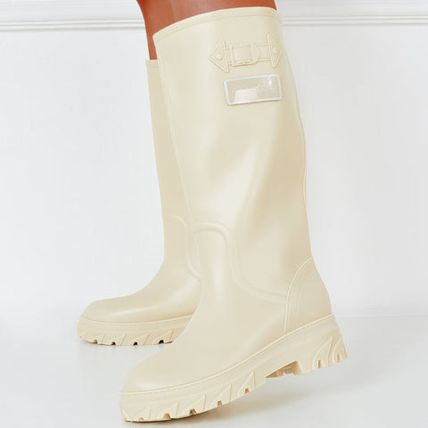 Wide Knee High Chunky Sole Rain Boots Waterproof Non-Slip Outdoor Shoes