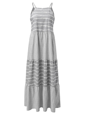 Striped Sleeveless Cami Beach Maxi Dress
