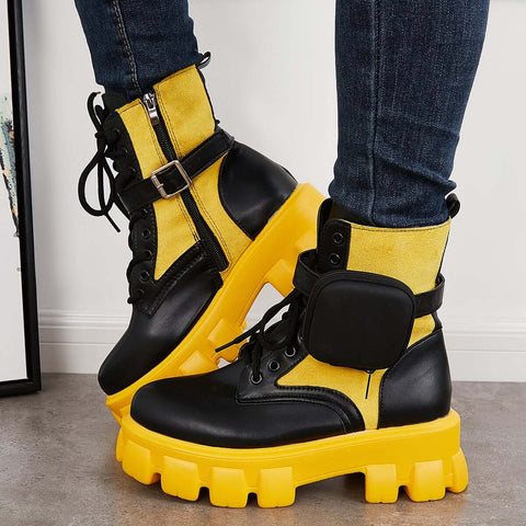 Chunky Platform Combat Ankle Boots Goth Lug Sole Booties