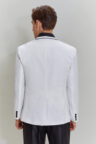 White Men's 3 Piece Shawl Lapel Prom Suits