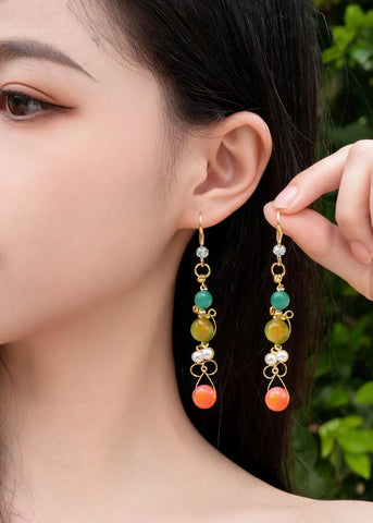 Original Design Fine Crystal Ethnic Style Drop Earrings
