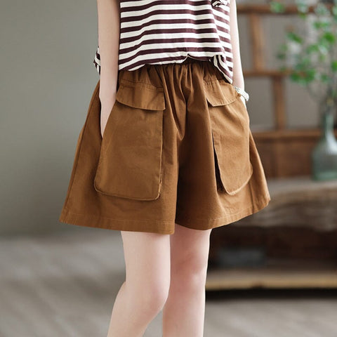 Women Summer Casual Minimalist Cotton Loose Shorts