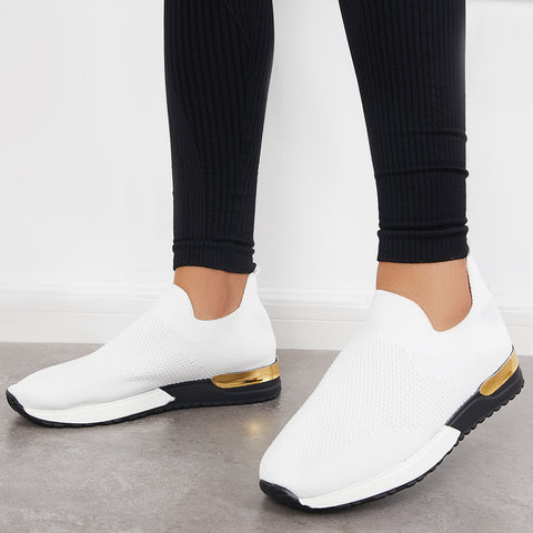 Lässige Slip-on-Strick-Loafters, atmungsaktive Wanderschuhe