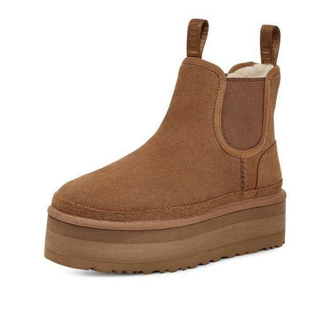 Warm Fur Platform Snow Boots Winter Ankle Chelsea Booties