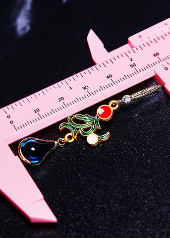 Bohemian Peacock Blue Gem Stone Droplet Shape Drop Earrings