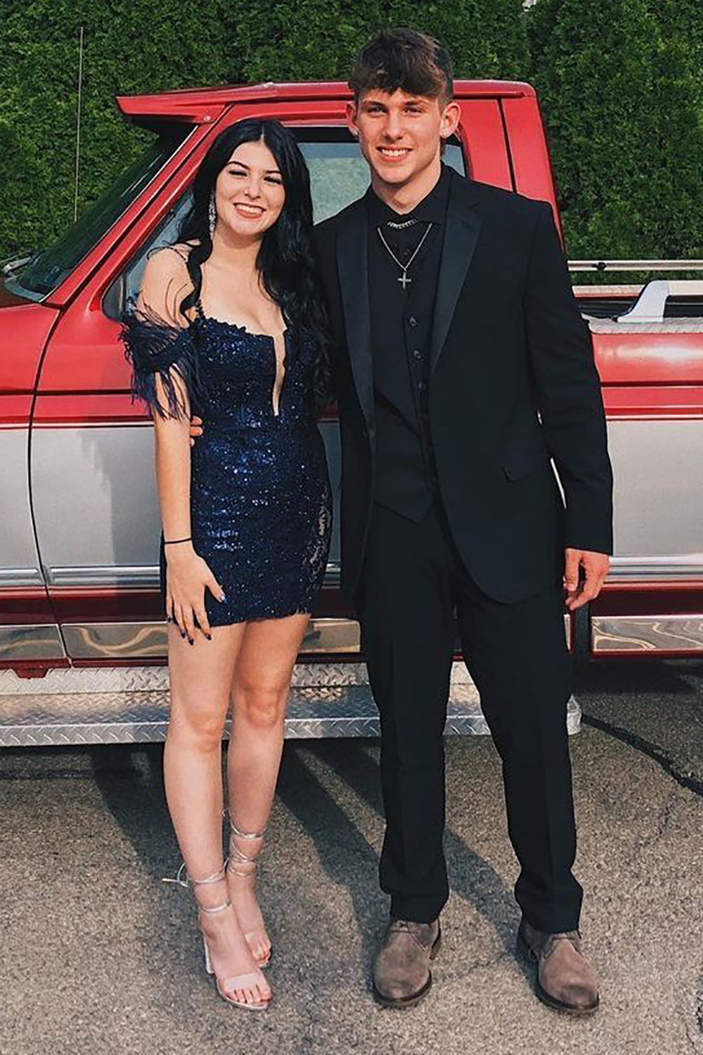 Sheath Off the Shoulder Galaxy Blue Sequins Short Homecoming Dress with Feather