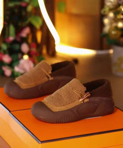 Lässige, gelbe Plateauschuhe aus Baumwollstoff mit Spleißfunktion und warmer Sohle