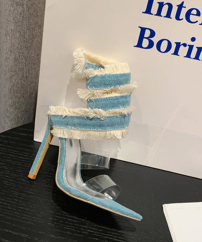 Style Sexy Denim Peep Toe Stiletto Heels Sandals