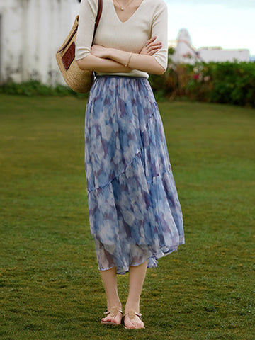 Olivia Classic Ink Printed Ruffle Skirt