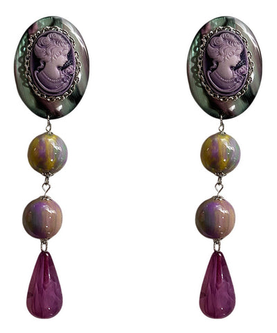 Style Purple Relief Acrylic Drop Earrings