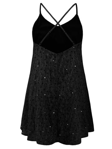 Cocktailkleid mit Pailletten und V-Ausschnitt und Mini-Camisole