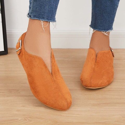 Round Toe V Cut Slip On Flat Loafers Soft Ballet Shoes