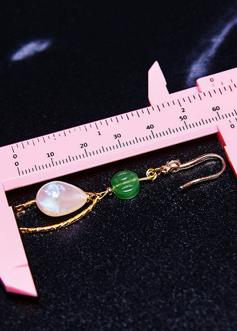 Unique White Pearl Water Droplet Fine Jade Drop Earrings
