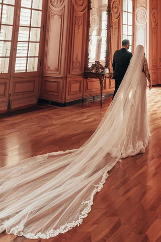 V-Neck Long Sleeves Mermaid Wedding Dress Lace Online