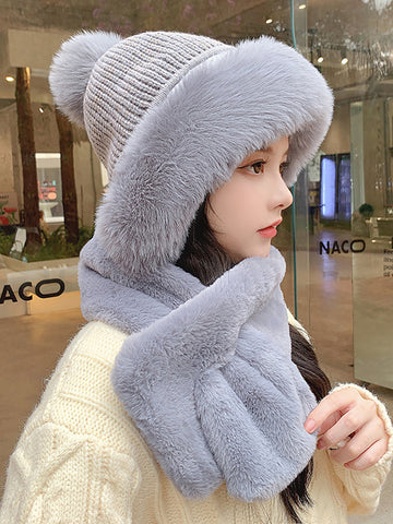 Women Winter Solid Color Adult Plush Hat