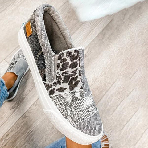 Lässige Slip-on-Plateau-Sneakers mit flachem Absatz und Loafer-Schuhen