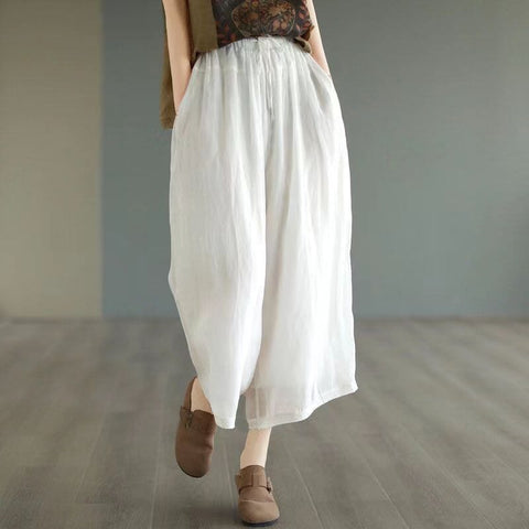 Women Summer Thin Linen Casual Wide Leg Pants