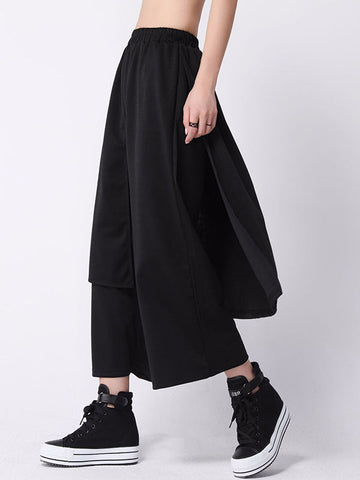 Casual False Two Solid Empire Capri-Pants Bottoms