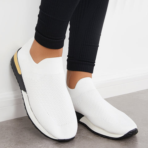 Lässige Slip-on-Strick-Loafters, atmungsaktive Wanderschuhe