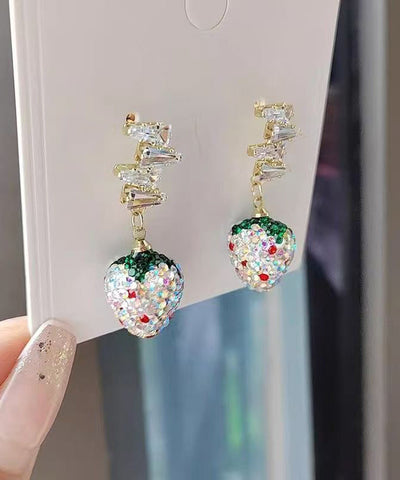DIY Colorblock Copper Zircon Tassel Drop Earrings