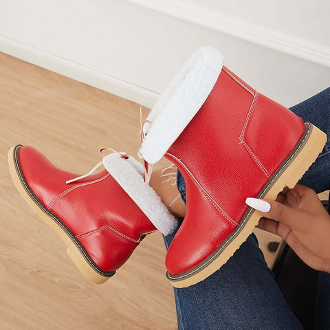 Warm Cotton Lined Snow Ankle Boots Wide Width Flat Booties