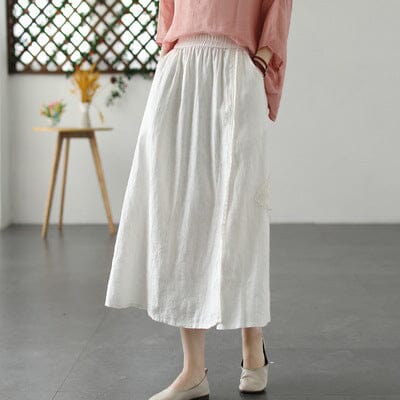 Summer Retro Loose Patchwork Linen A-Line Skirt