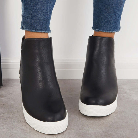 Slip on Hidden Wedge Sneakers Platform Wedge Booties