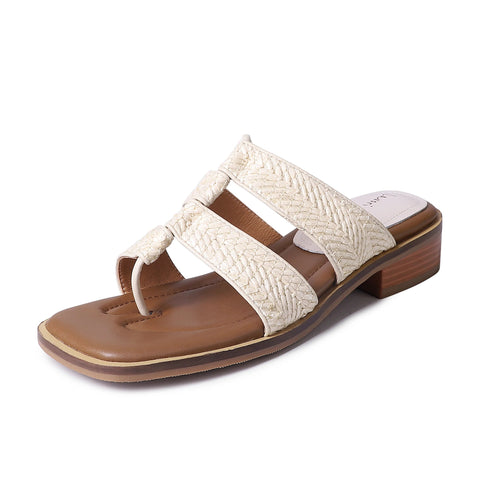 2024 Summer Women Slippers Mules Shoes for Women Open Toe Med Heel Shoes Slingback Modern Slippers Gladiator Shoes