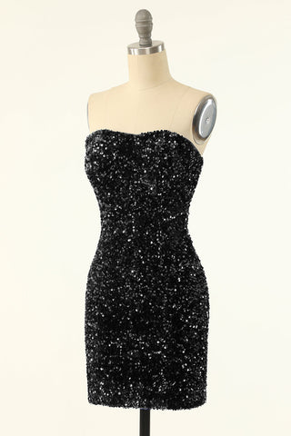Robe moulante de soirée à paillettes en cœur
