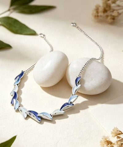 DIY Blue Stainless Steel Alloy Enamel Pendant Necklace
