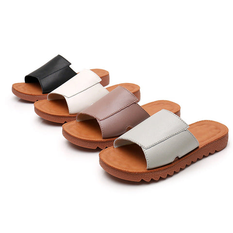 Flache Retro-Leder-Freizeitschuhe für den Sommer
