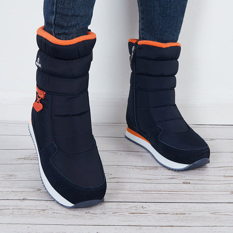 Damen Schneestiefel mit Reißverschluss, warm, mit Pelzfutter, wasserdichte Stiefeletten