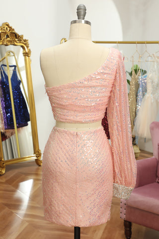 Two Piece Sequin Homecoming Dress
