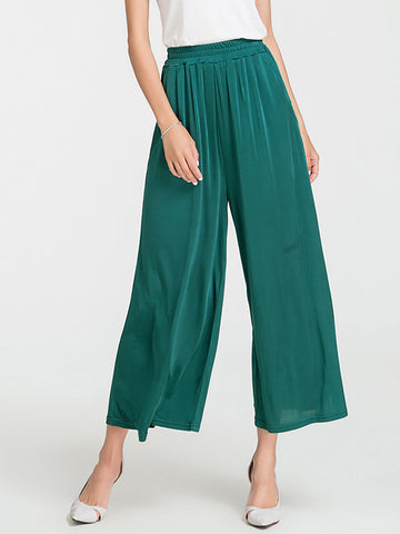 Women Summer Solid Casual Thin Wide-leg Pants
