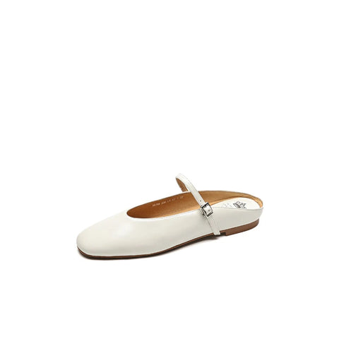 2024 New Genuine Leather Summer Flat Heels Women Sandals Elegant Party Prom Shoes Woman Office Lady Size 34-43 Women Slippers