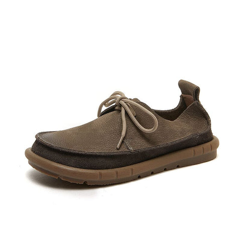 Women Spring Retro Soft Leather Casual Shoes
