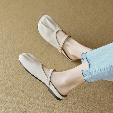 2024 new summer women's slippers Korean style mary jane shoes mules Ladies casual black flats Work shoes Large size 41-43