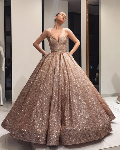 Sweetheart Ballkleid Pailletten Ballkleid Lange Abendkleider