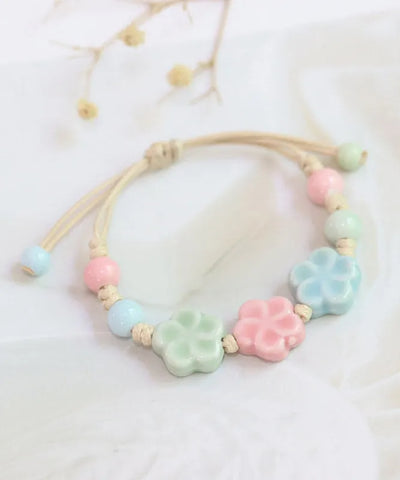 Cute Picture 1 Weave Ceramic Plum Blossom Adjustable Charm Bracelet