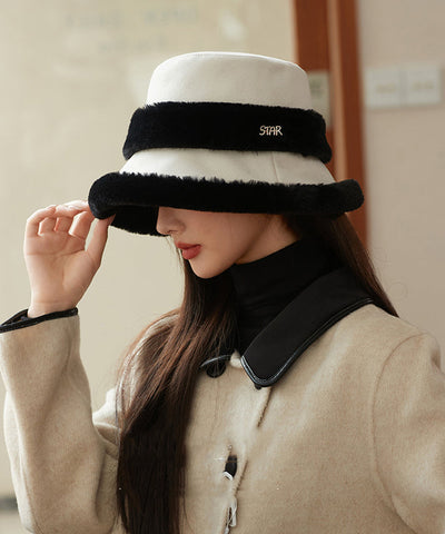 Eleganter, vielseitiger, warmer Fischerhut aus schwarzem Fleece