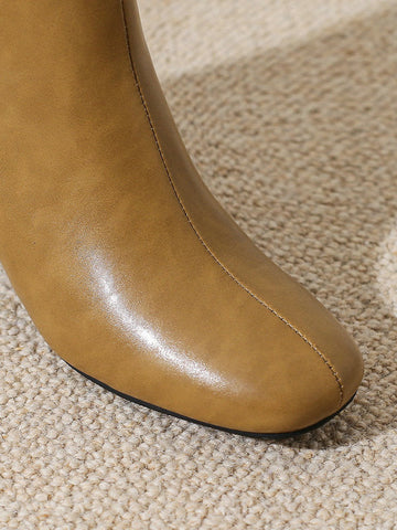 Round-Toe Split-Joint Zipper Pumps Boots