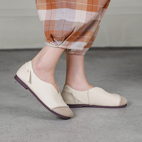 Spring Summer Women Retro Leather Flat Casual Loafers