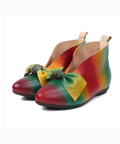 2023 New Soft Flats Colorful Ethnic Style Women Bow Ankle Boots