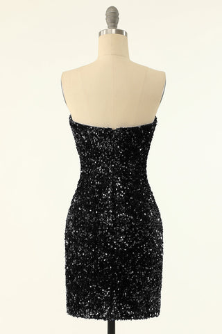 Robe moulante de soirée à paillettes en cœur