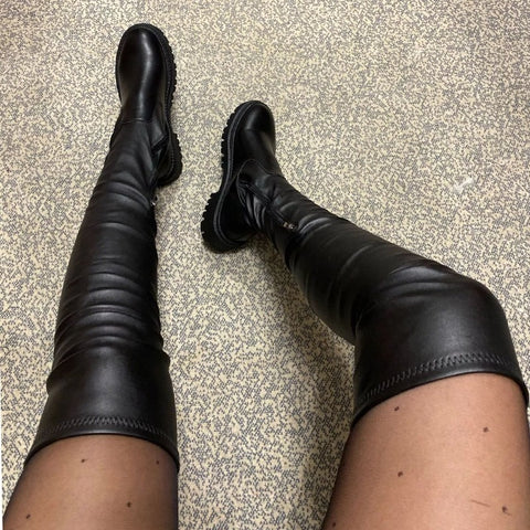 Over The Knee High Heel Boots Motorcycle Chelsea Platform Boots