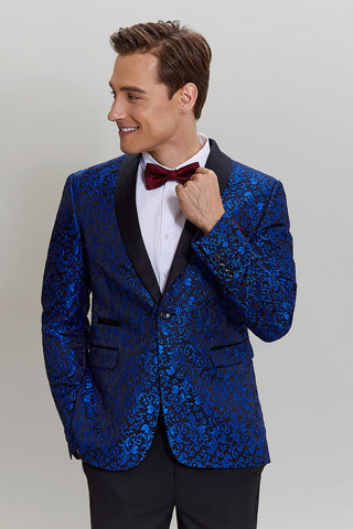 Königsblauer, zweiteiliger Slim Fit Herrenanzug mit Schalkragen