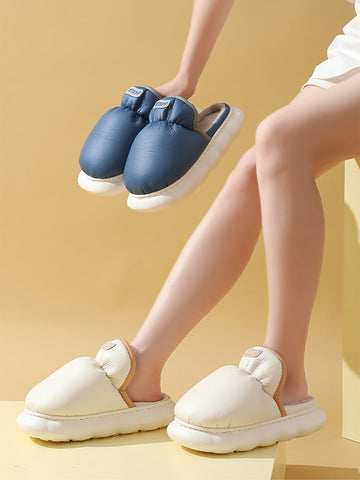 Indoor Unisex Casual Solid Plush Slippers